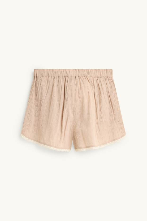 Women - Shorts - mid-rise waist - beige