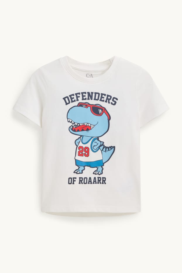 Copii - Băieți - Dinozaur - tricou cu mânecă scurtă - alb