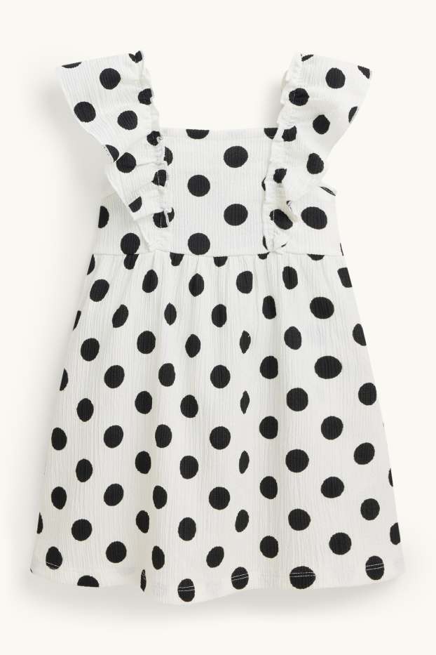 Kinder Mädchen - Kleid - gepunktet - weiß / schwarz