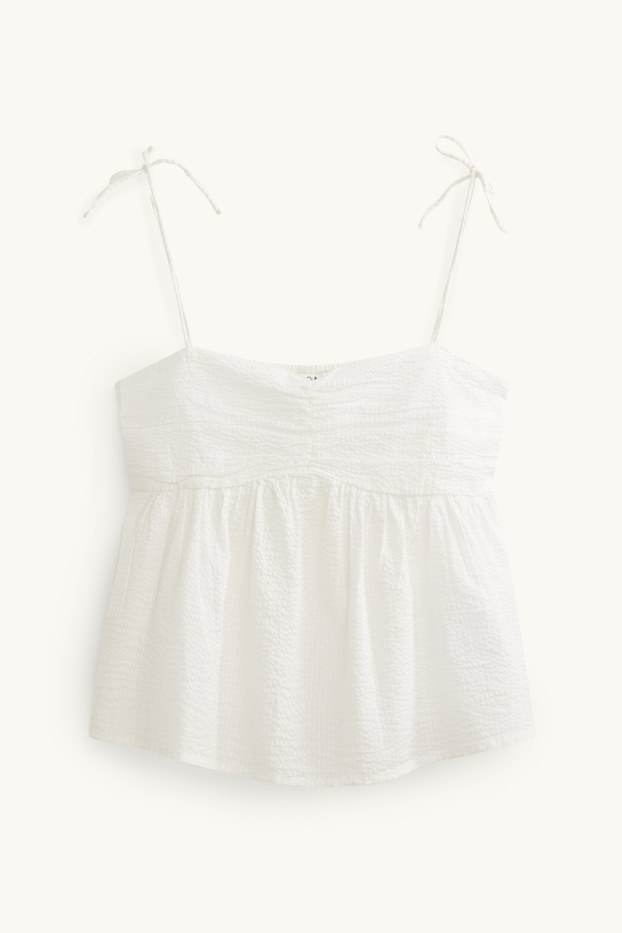 Women - Blouse top - textured - white