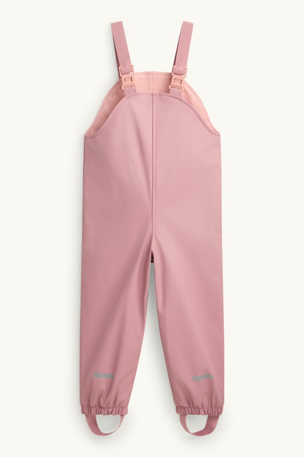 Enfants filles - Pantalon de pluie - doublé - imperméable - rose