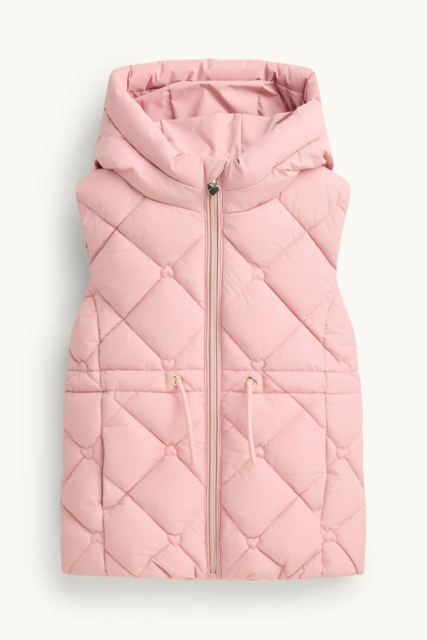 Children Girls - Quilted gilet with hood - water-repellent - rose