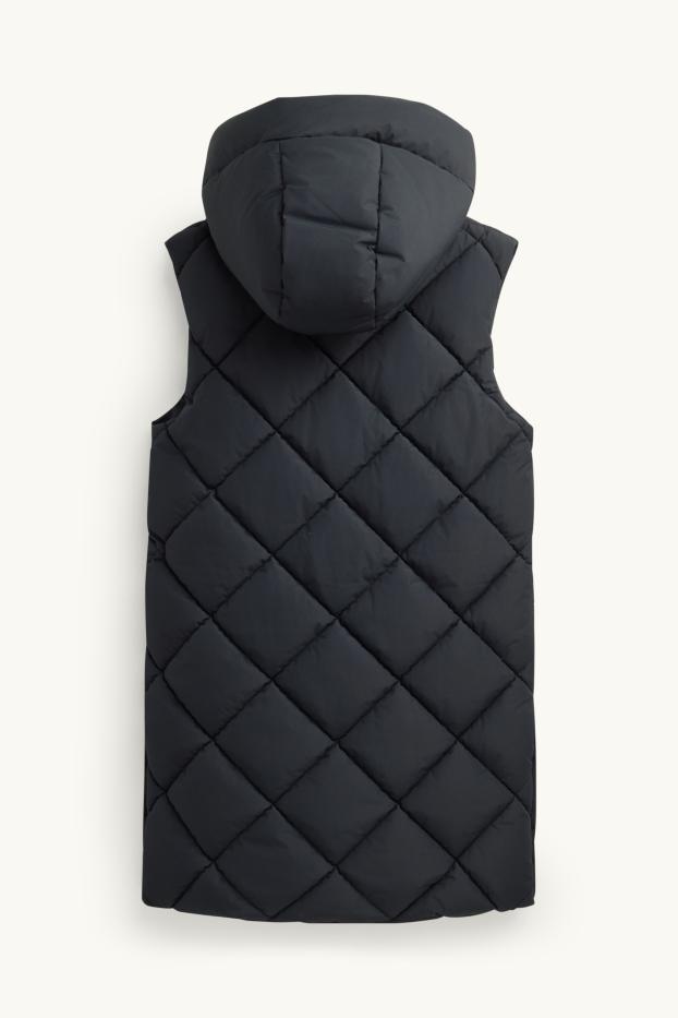 Children Girls - Quilted gilet with hood - water-repellent - black