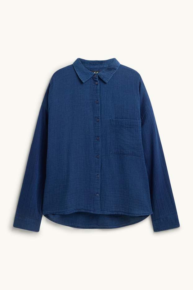 Femei - Bluză din muselină - albastru închis