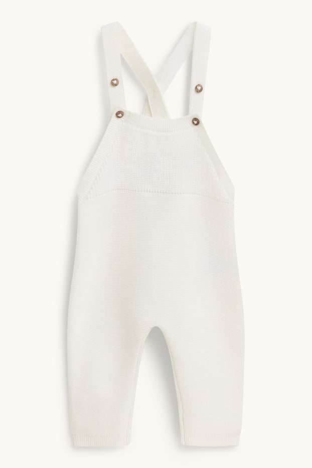 Unisex - Gebreide babytuinbroek - wit
