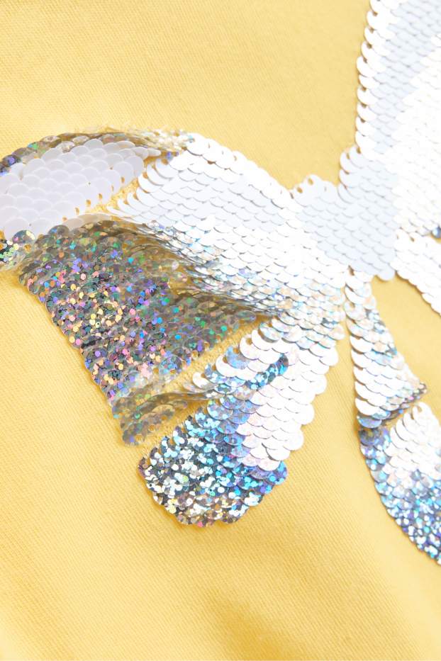 Enfants filles - Nœud - T-shirt - effet brillant - jaune