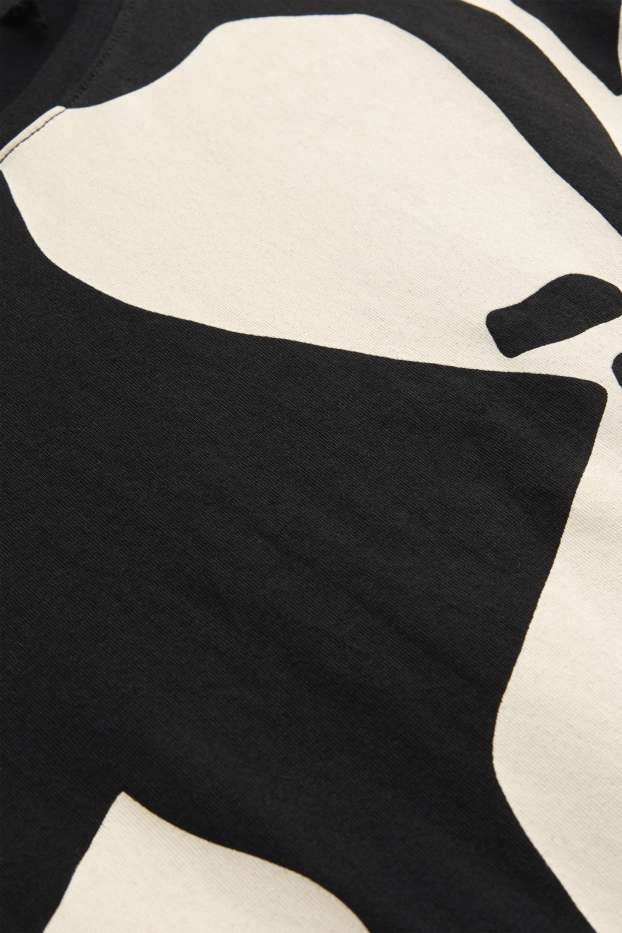 Donna - T-shirt - regular fit - a fiori - nero / bianco