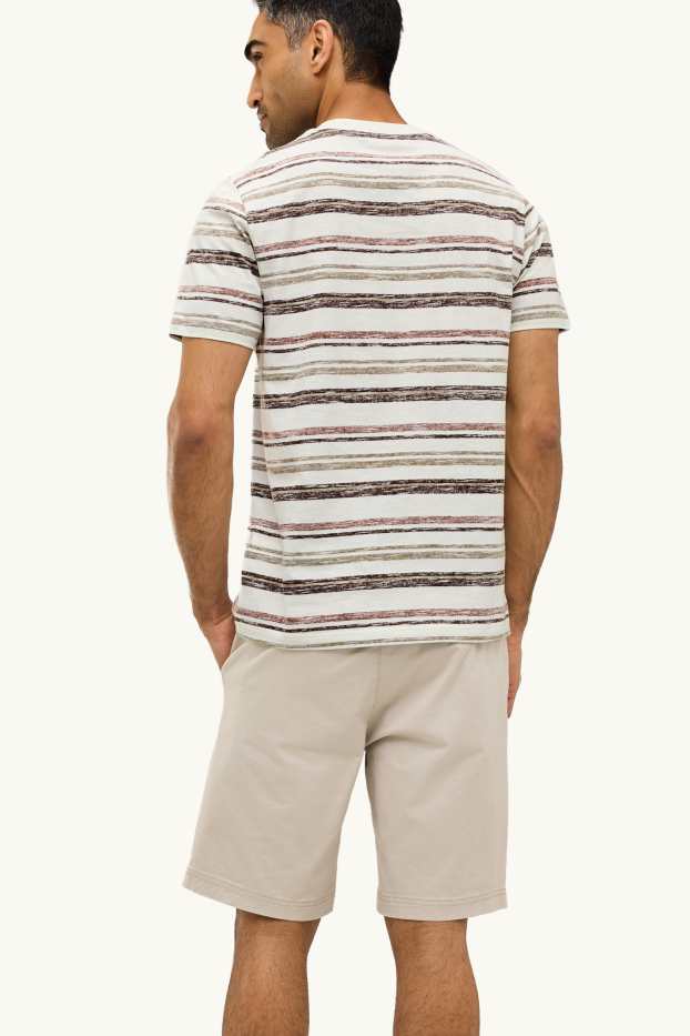 Hommes - T-shirt - regular fit - à rayures - beige / marron
