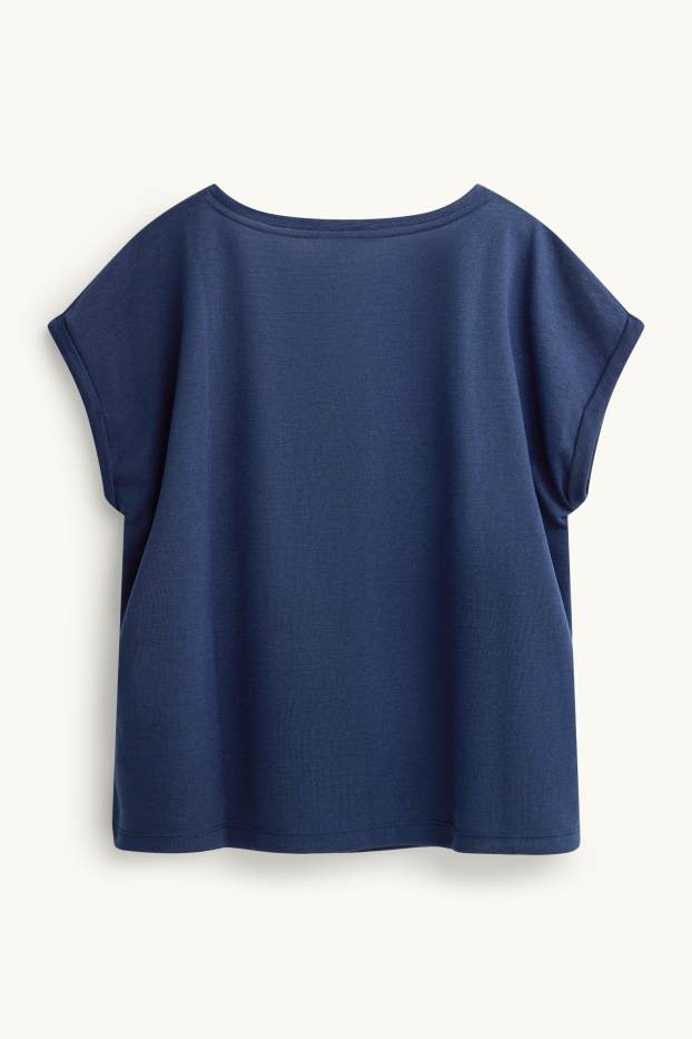 Donna - T-shirt con scollo a V - relaxed fit - blu scuro