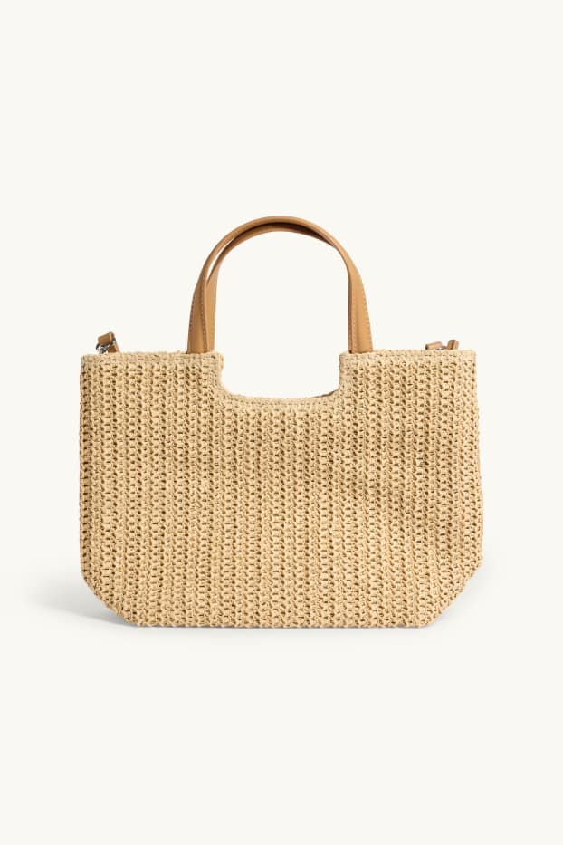 Women - Large straw shopper - light brown