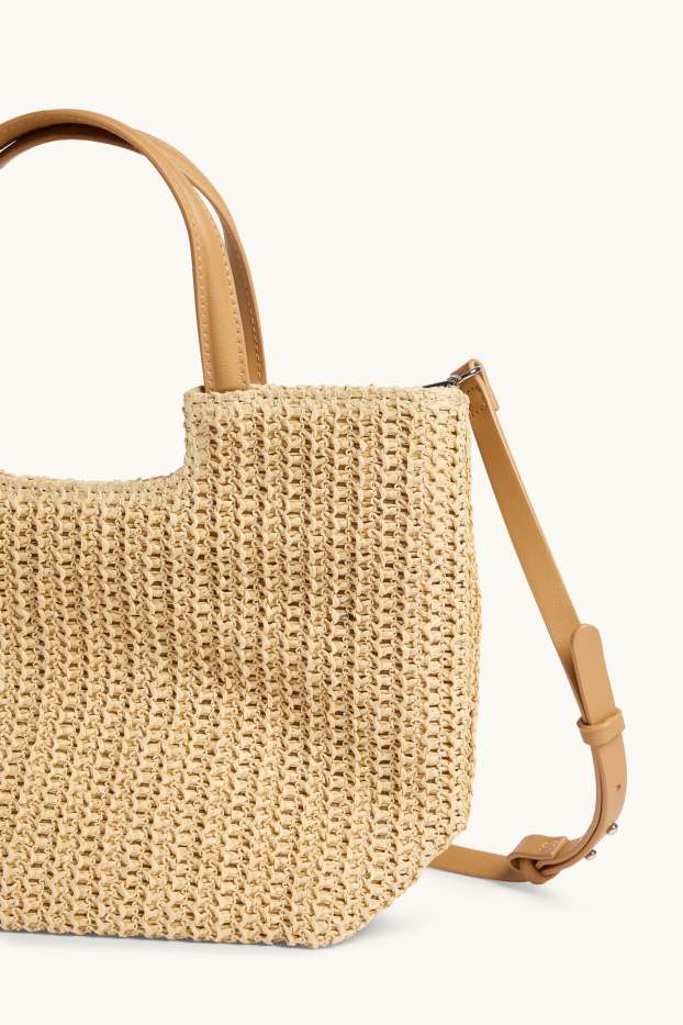 Women - Large straw shopper - light brown
