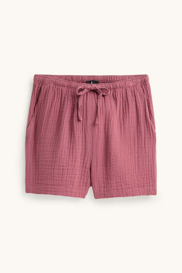 Damen - Musselin-Shorts - Mid Waist - hellrot