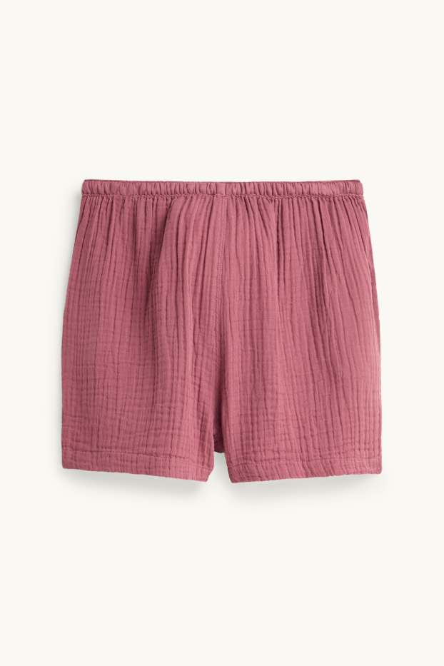 Damen - Musselin-Shorts - Mid Waist - hellrot