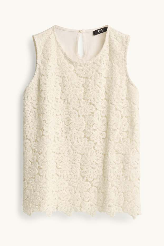 Dámské - Halenka bez rukávů - krémově bílá