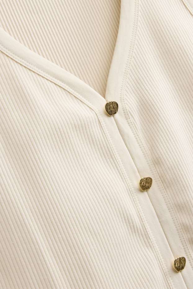 Dames - Top - ribstof - crème wit