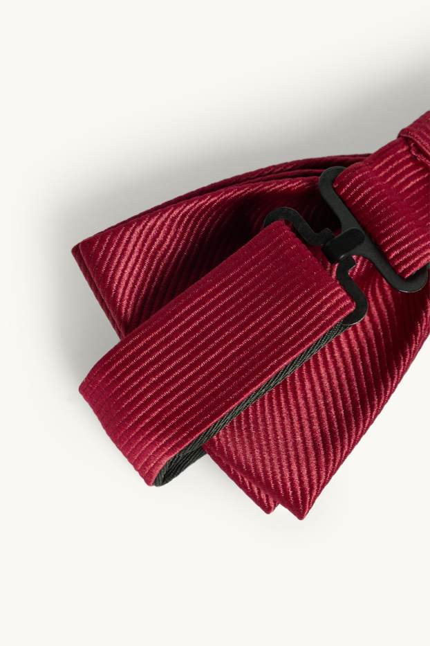 Hommes - Nœud papillon - finition côtelée - rouge foncé