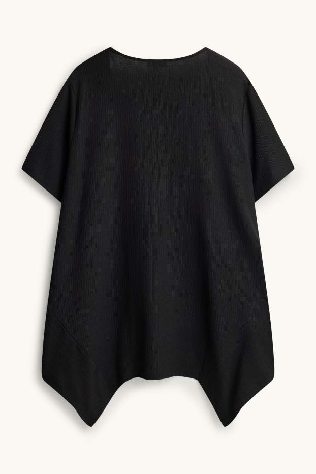 Dames - T-shirt - met structuur - zwart