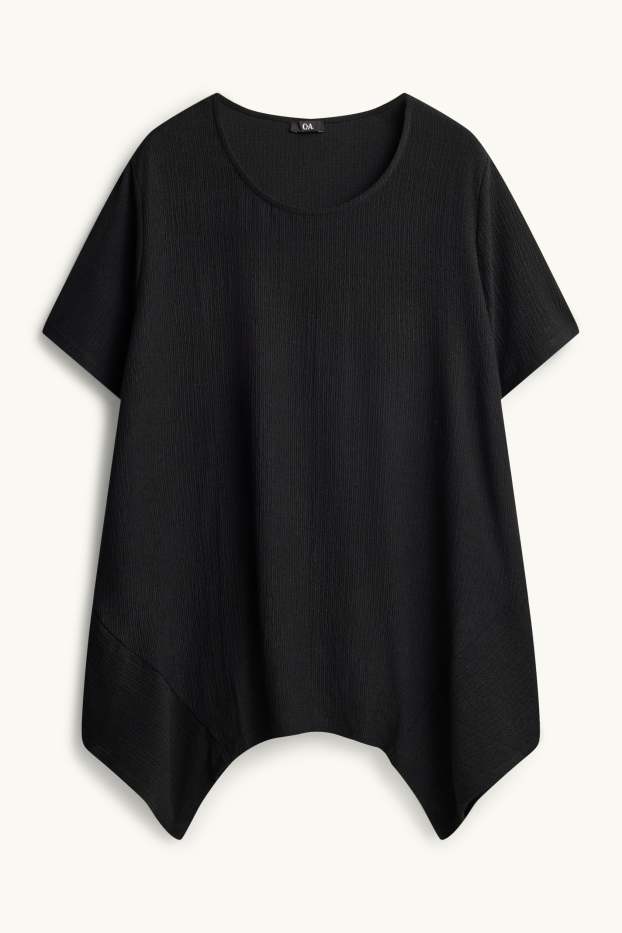 Dames - T-shirt - met structuur - zwart