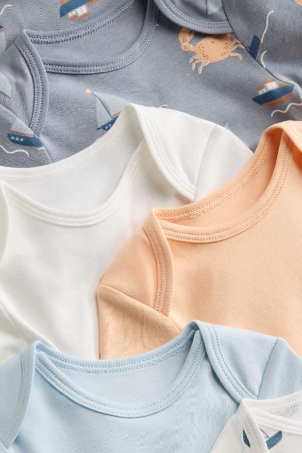 Baby Jungen - Multipack 5er - Krebs und Schiffchen - Baby-Body - orange
