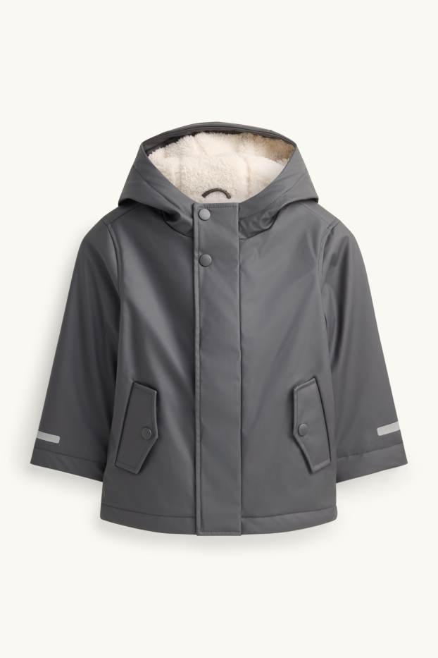 Children Boys - Tiger - rain jacket with hood - lined - waterproof - gray