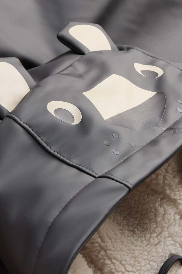 Children Boys - Tiger - rain jacket with hood - lined - waterproof - gray