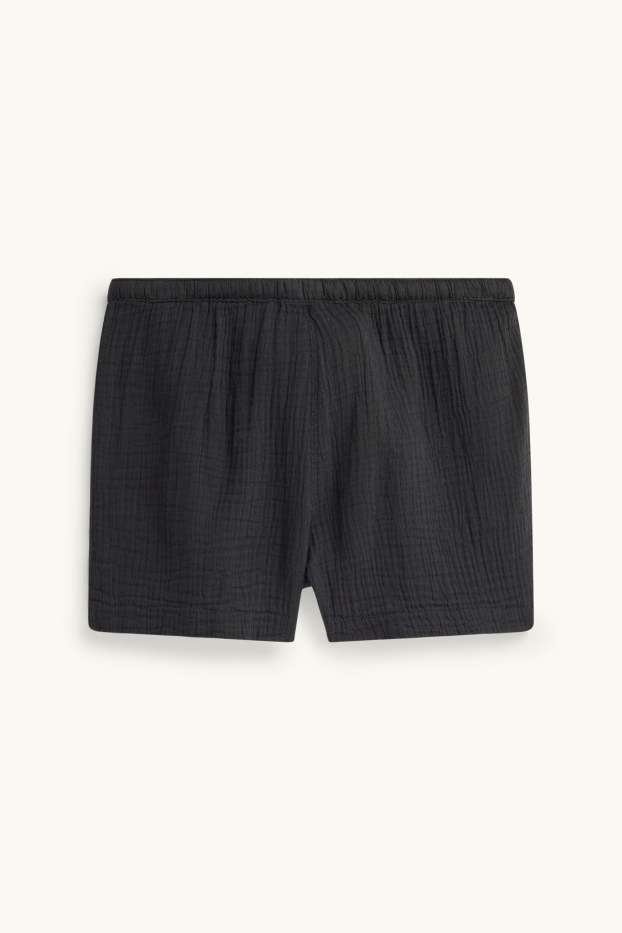 Dona - Pantalons curts de mussolina - mid waist - negre