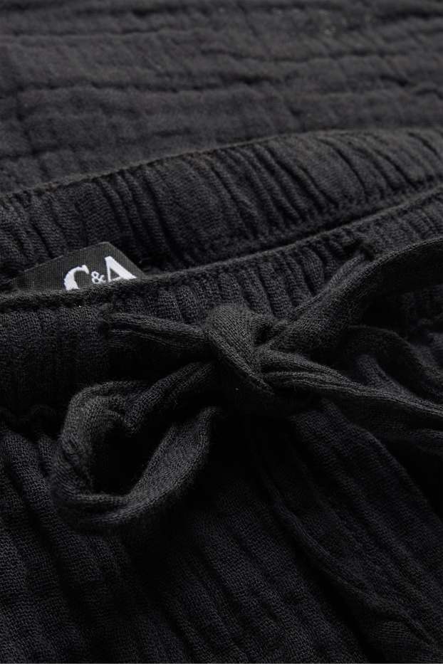 Dona - Pantalons curts de mussolina - mid waist - negre