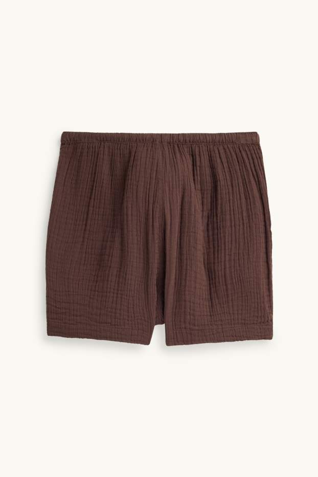 Damen - Musselin-Shorts - Mid Waist - dunkelbraun