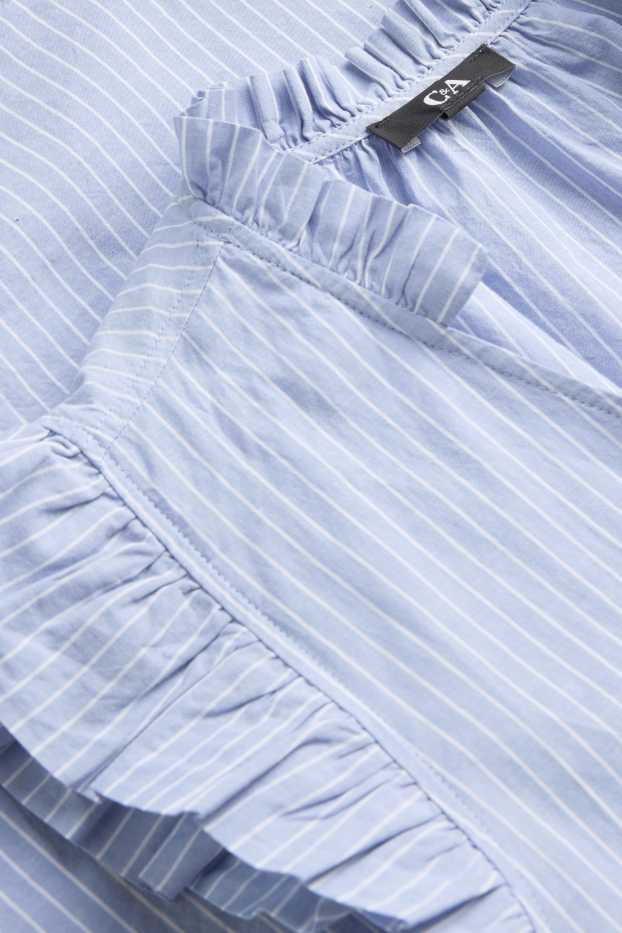 Damen - Bluse mit V-Ausschnitt - gestreift - weiß / blau
