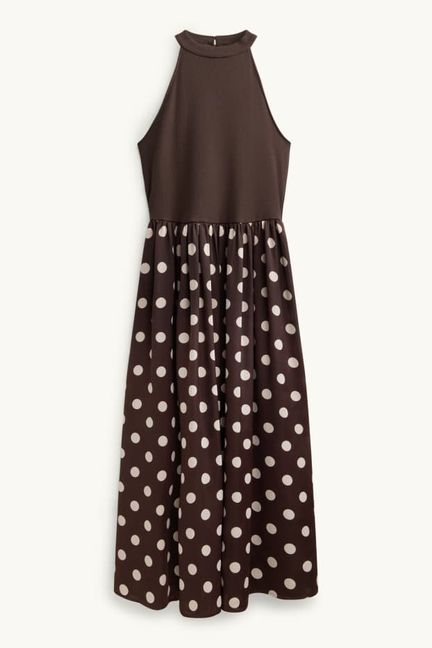 Femmes - Robe Fit & Flare - à pois - marron foncé
