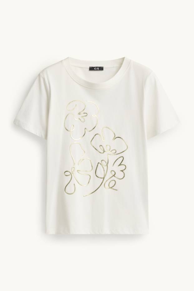 Donna - T-shirt - regular fit - effetto brillante - bianco