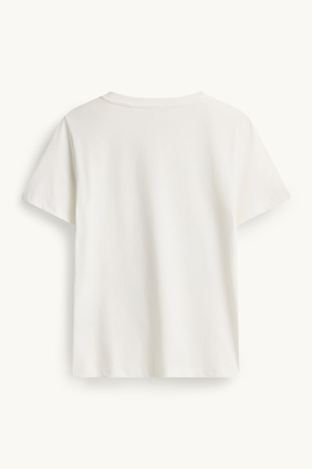 Donna - T-shirt - regular fit - effetto brillante - bianco