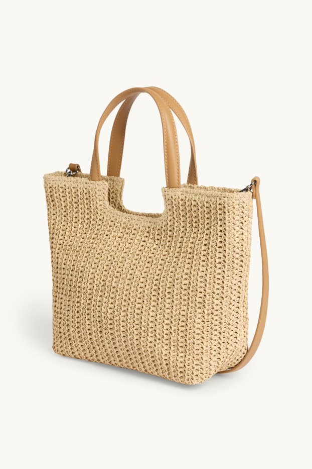 Women - Large straw shopper - light brown