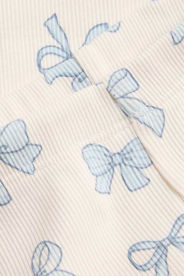 Bébés filles - Petit nœud - legging bébé - finition côtelée - crème
