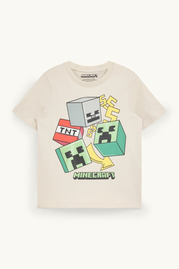 Enfants garçons - Minecraft - T-shirt - effet brillant - beige