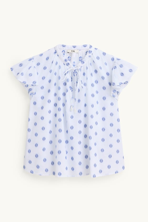 Damen - Bluse - gepunktet - weiß