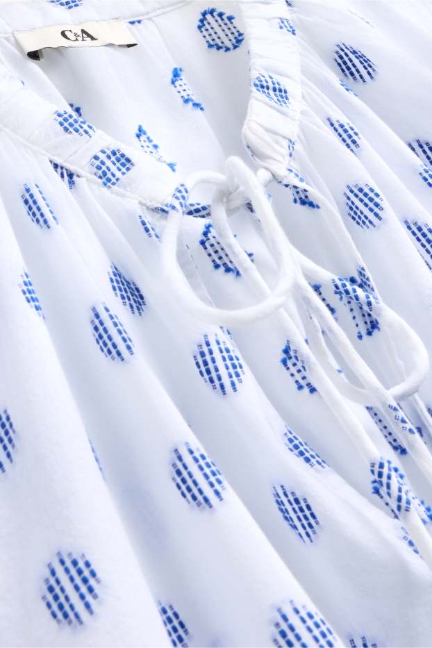 Damen - Bluse - gepunktet - weiß