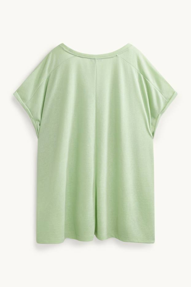 Femmes - T-shirt à col V - relaxed fit - vert clair