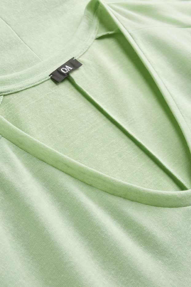 Femmes - T-shirt à col V - relaxed fit - vert clair