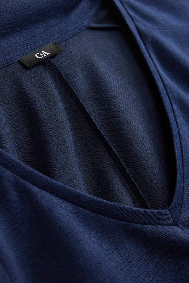 Femmes - T-shirt à col V - relaxed fit - bleu foncé