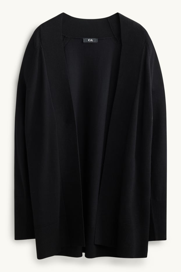 Damen - Lange Strickjacke - schwarz