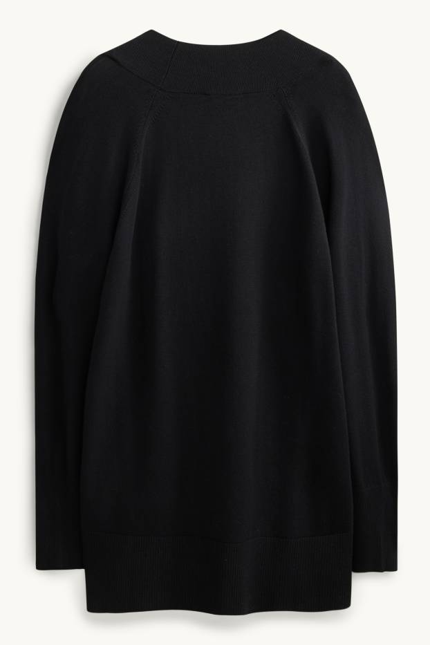 Damen - Lange Strickjacke - schwarz