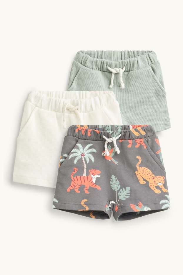 Baby Boys - Multipack of 3 - jungle - baby shorts - gray