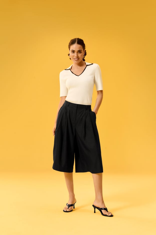 Dames - Bermuda - high waist - zwart