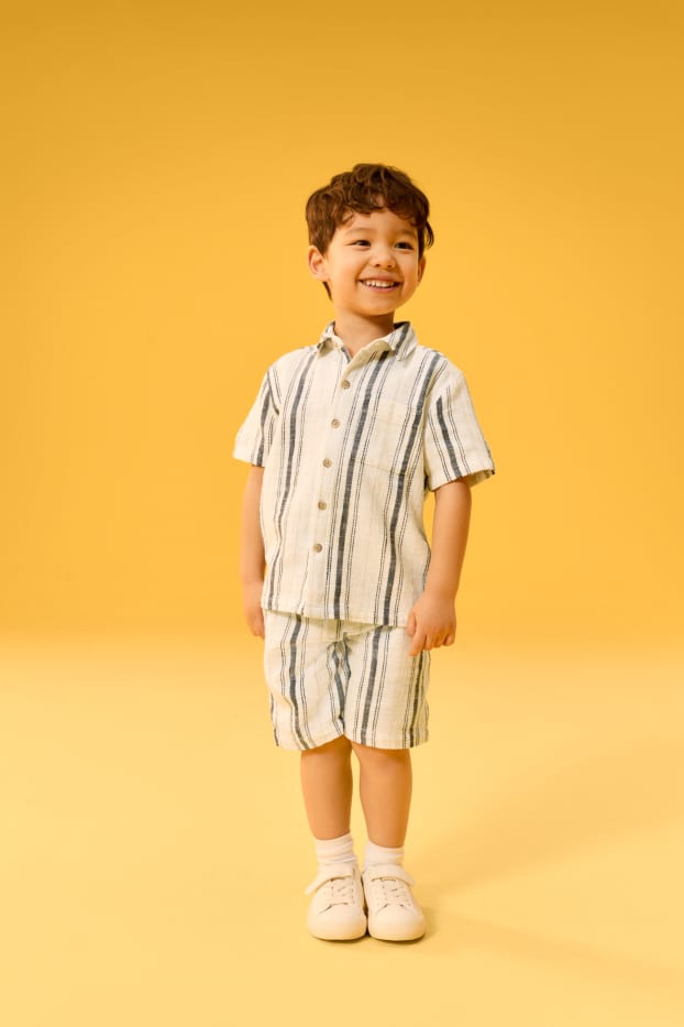 Children Boys - Shirt - striped - textured - cremewhite