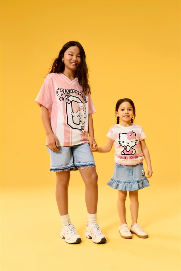 Kinderen: meisjes - Hello Kitty - spijkerrok met riem - jeansblauw