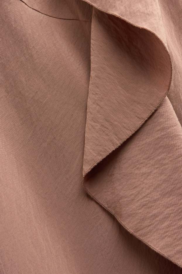 Damen - Fit & Flare Kleid mit V-Ausschnitt - hellbraun