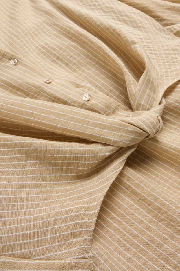 Damen - Bluse mit Knotendetail - gestreift - beige