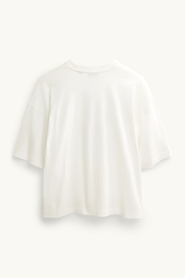 Dames - T-shirt - regular fit - glanseffect - wit