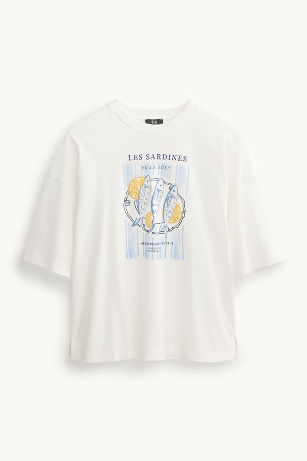 Dames - T-shirt - regular fit - glanseffect - wit